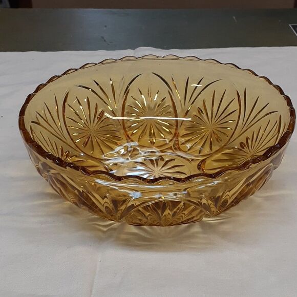 2 pc vtg. Medallion Pattern MCM Serving Chip Large Bowls Anchor Hocking Indiana - Picture 3 of 6